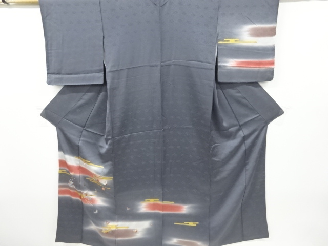 JAPANESE KIMONO / VINTAGE HOMONGI / EMBROIDERY / FLOWER & BUTTERFLY